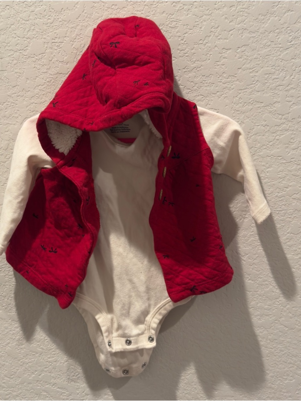 Carter's Red Quilted Hooded Vest with Cream Bodysuit